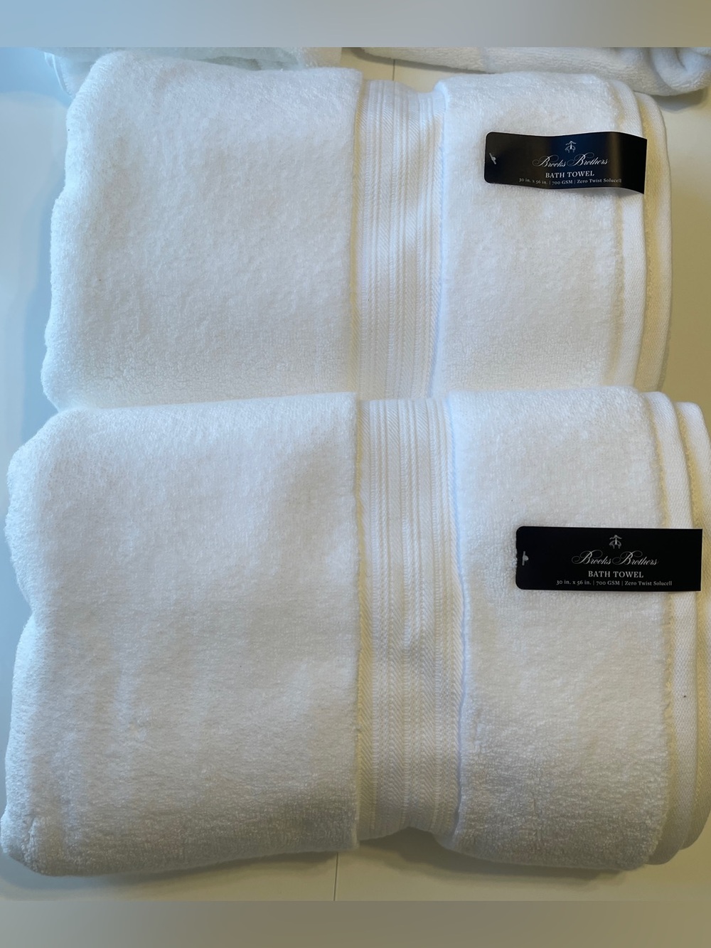 New Brooks Brothers 4 PC White Premium Bath Towels 550, 700, 800 GSM 100% Cotton